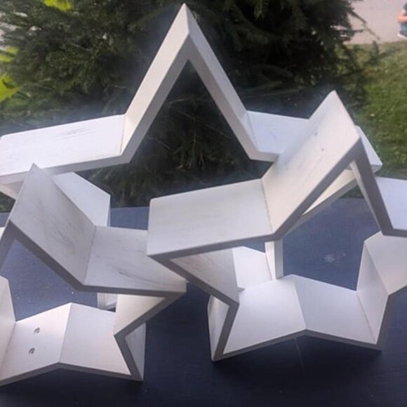 New 3 PCS Wooden Star Christmas Tabletop Decor Christmas Farmhouse Centerpiece - Picture 2 of 9